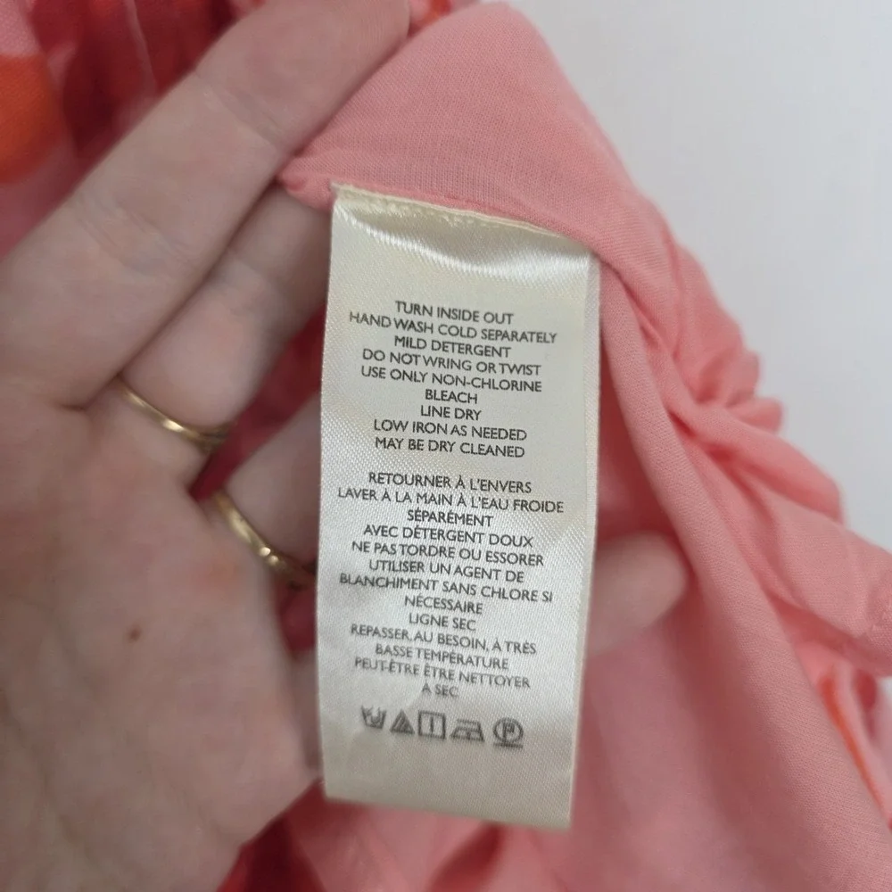Free People Pink Orange Floral Linen Blend Summer Altura Tank Mini Dress Sz S